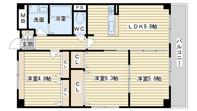 茨木市耳原の賃貸物件間取画像