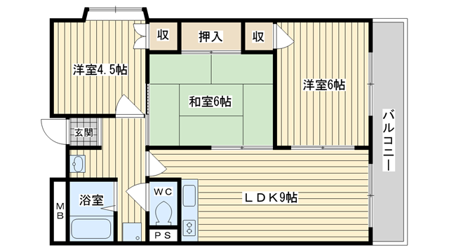 茨木市耳原の賃貸物件間取画像