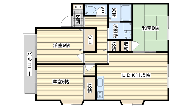 茨木市耳原の賃貸物件間取画像