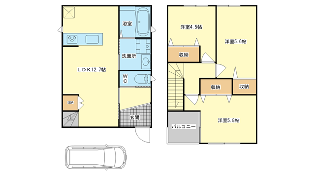 茨木市新堂の賃貸物件間取画像