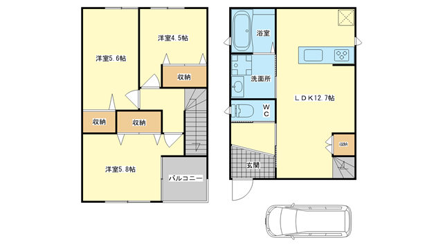 茨木市新堂の賃貸物件間取画像