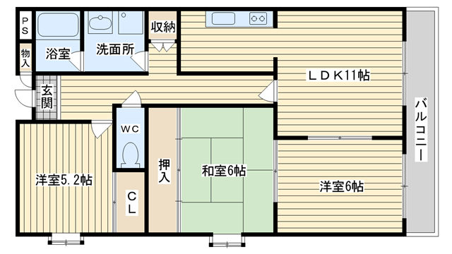 茨木市若草町の賃貸物件間取画像