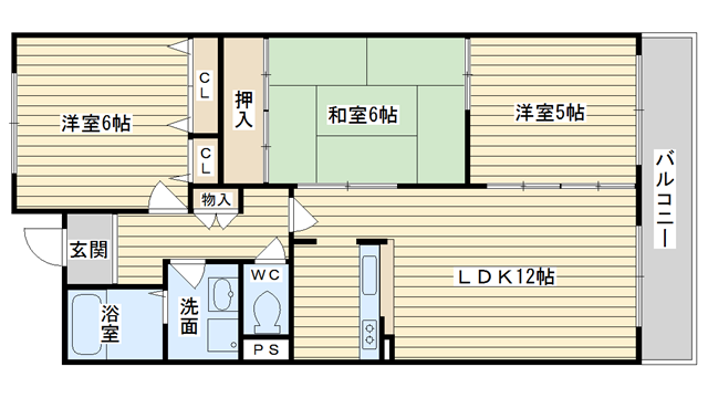 茨木市郡の賃貸物件間取画像