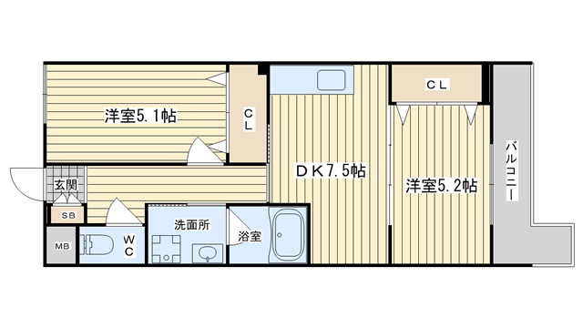 茨木市竹橋町の賃貸物件間取画像