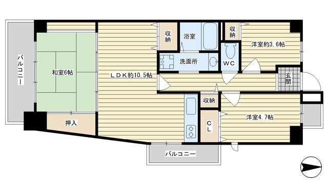 茨木市総持寺の賃貸物件間取画像