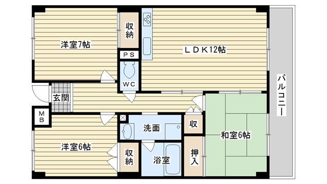 茨木市若園町の賃貸物件間取画像