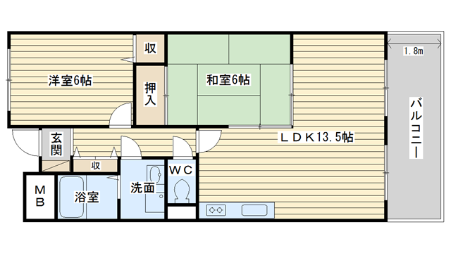 茨木市若園町の賃貸物件間取画像