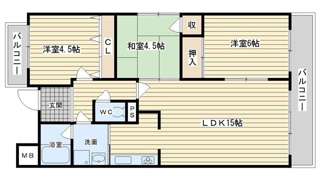 茨木市真砂の賃貸物件間取画像