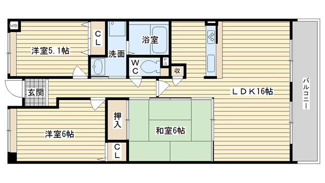 茨木市真砂の賃貸物件間取画像