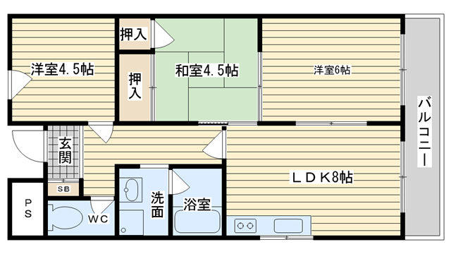 茨木市天王の賃貸物件間取画像