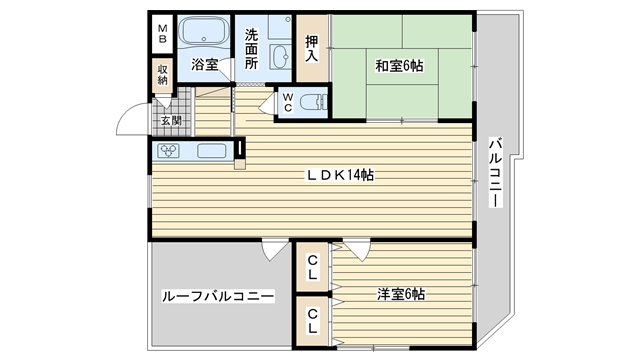 茨木市新中条町の賃貸物件間取画像