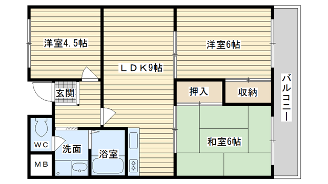 茨木市中河原町の賃貸物件間取画像