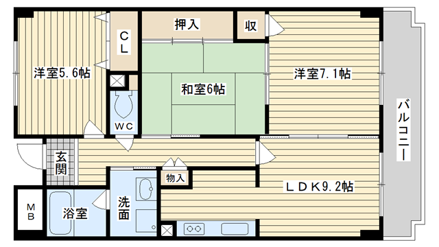 茨木市蔵垣内の賃貸物件間取画像