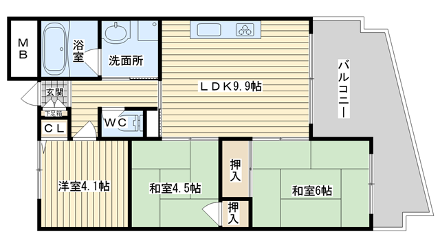 茨木市鮎川の賃貸物件間取画像