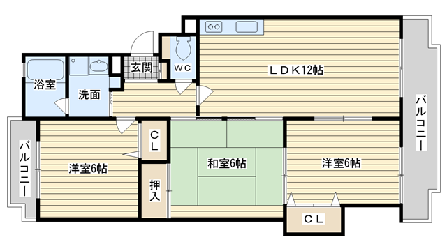 茨木市沢良宜西の賃貸物件間取画像