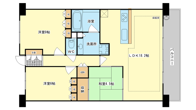 茨木市豊原町の賃貸物件間取画像