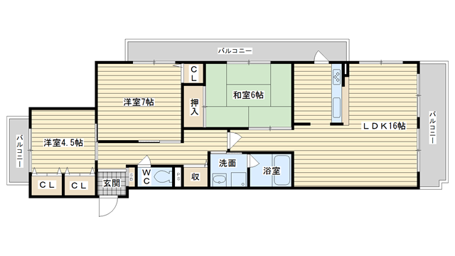 茨木市中村町の賃貸物件間取画像