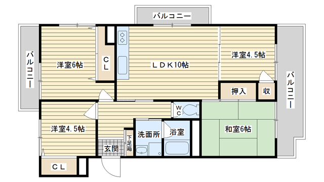 茨木市耳原の賃貸物件間取画像